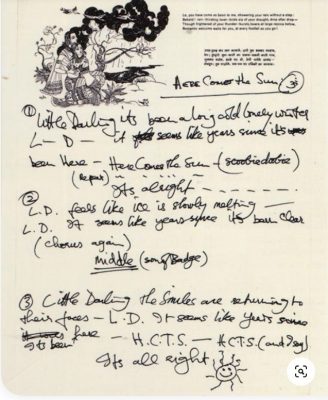 George Harrison Here Comes the Sun hand lyrics