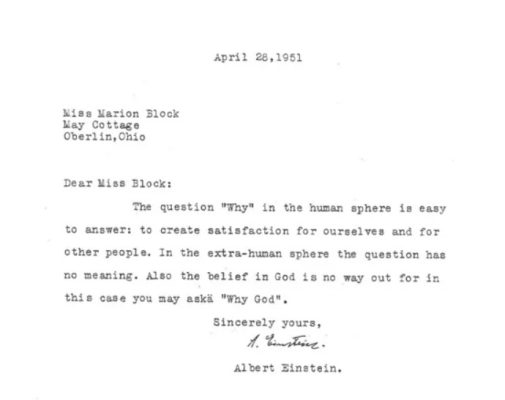 Albert Einstein letter answering Why