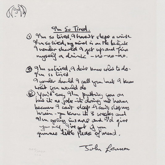 John Lennon I’m-So-Tired lyrics