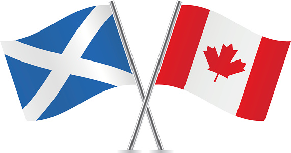 Scottish and Canadian flags. Vector illustration.