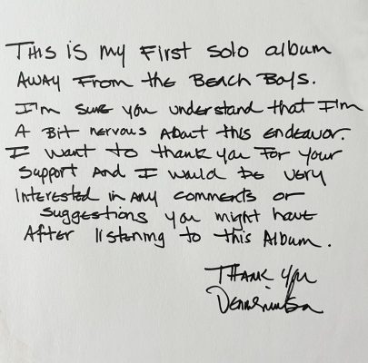 Dennis Wilson handwritten note to fans