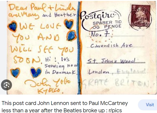 John Lennon post card to Paul