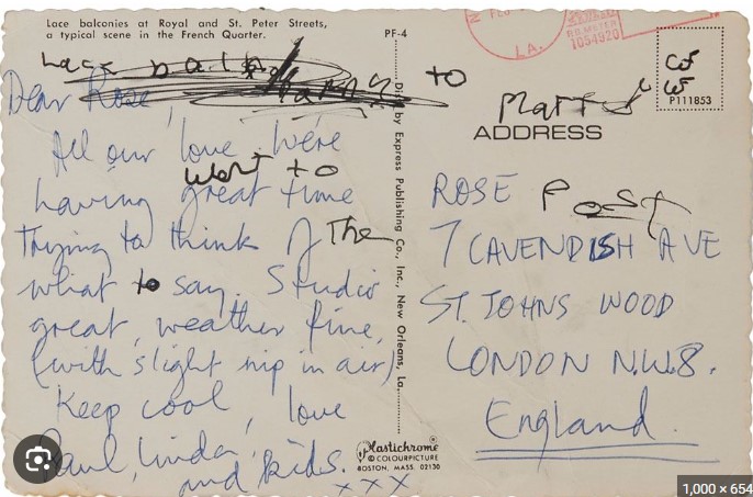 Paul McCartney postcard