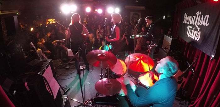 MonaLisa Twins on Stage at the Half Moon, Putney, London, playing a showcase concert